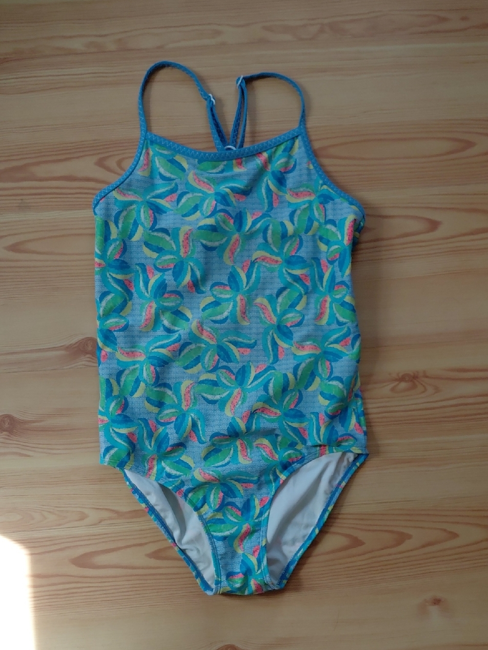 LL Bean Blue Patterned One-Piece Swimsuit